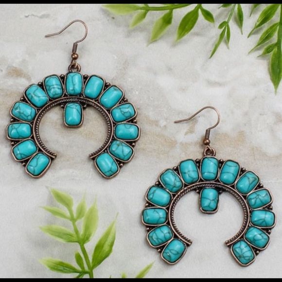 Western Turquoise and Copper Fishhook Earrings NWT - Picture 6 of 8